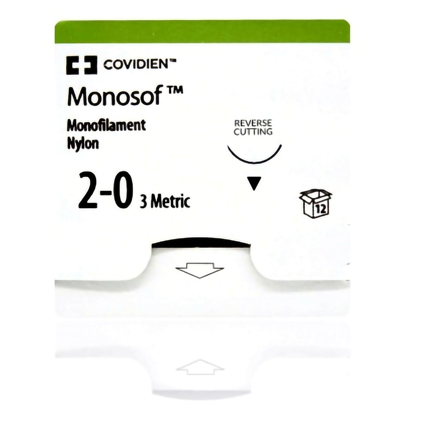 Covidien Monosof Dermalon Suture with Needle, Blue, Size 2-0 SN-764G, Box of 12
