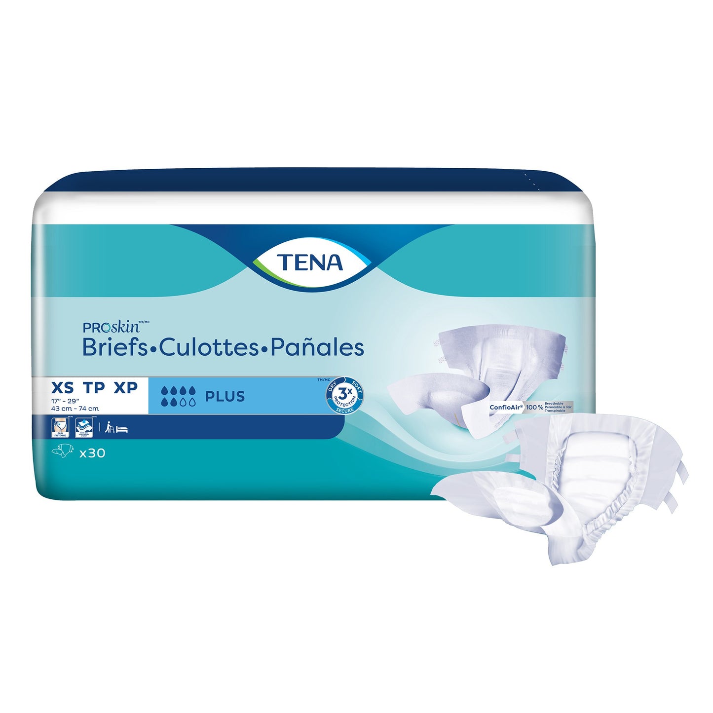 Unisex Adult Incontinence Brief TENA® ProSkin™ Plus X-Small Disposable Moderate Absorbency - 61199