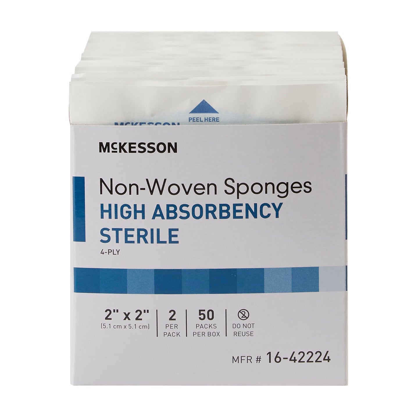 McKesson Sterile Nonwoven Sponge, 2 x 2 Inch, 4-Ply 16-42224