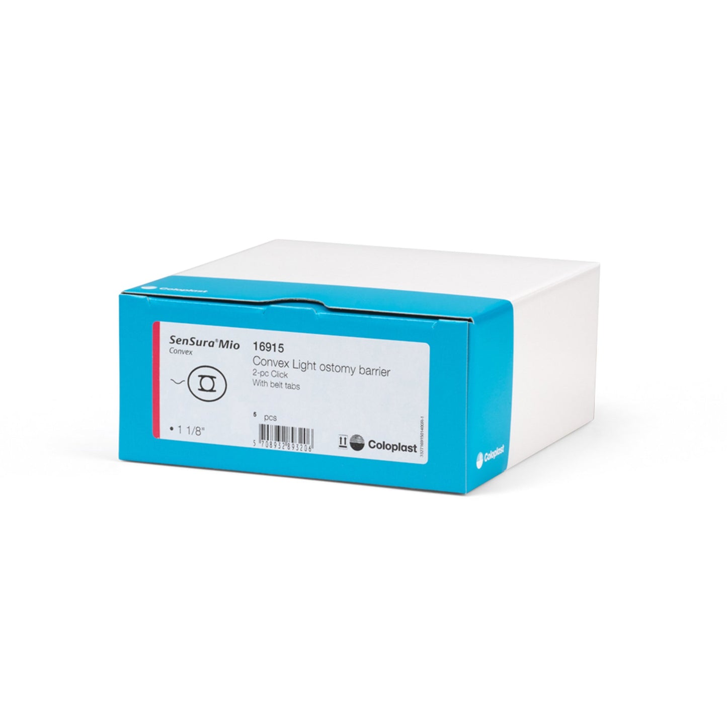 Ostomy Barrier SenSura® Mio Click Precut, Standard Wear Elastic Adhesive 50 mm Flange Red Code System 1-1/8 Inch Opening - 16915