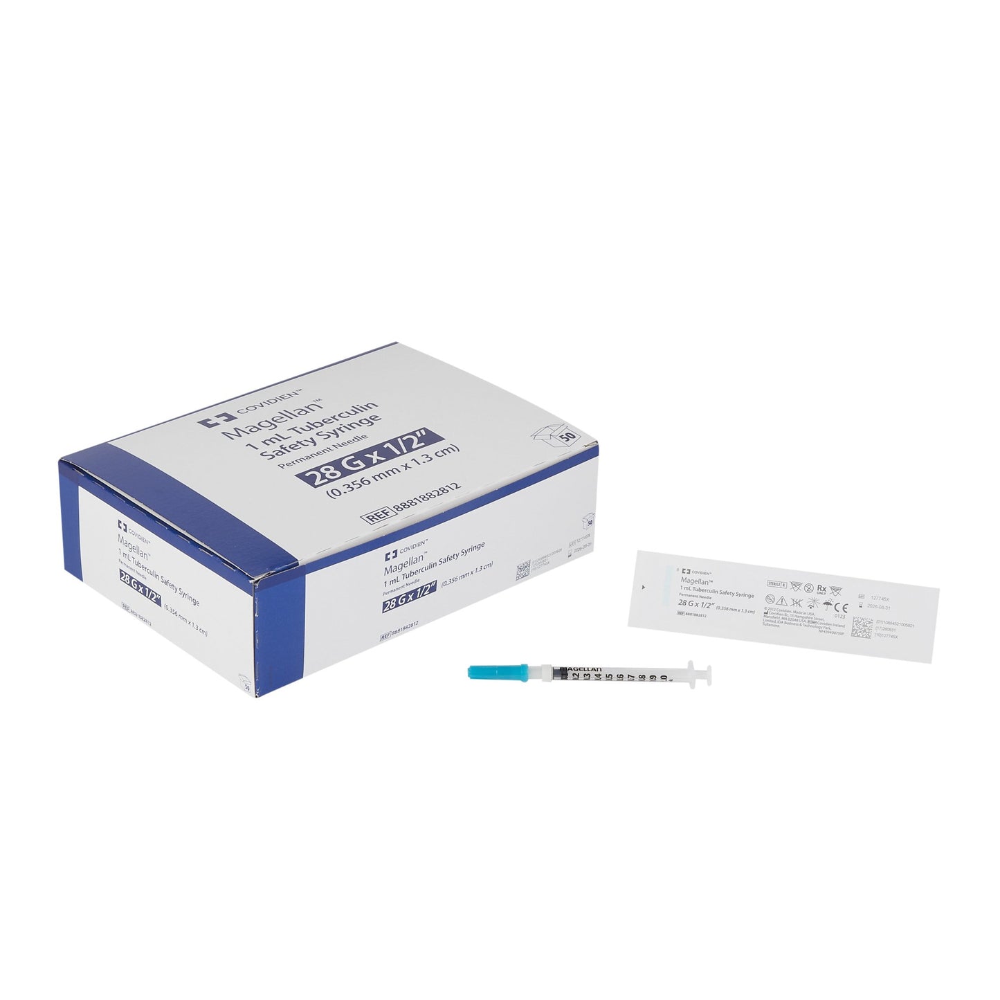 Cardinal Magellan Tuberculin Syringe with Needle, 28 Gauge, 1/2 Inch Needle Length 8881882812, Case of 500
