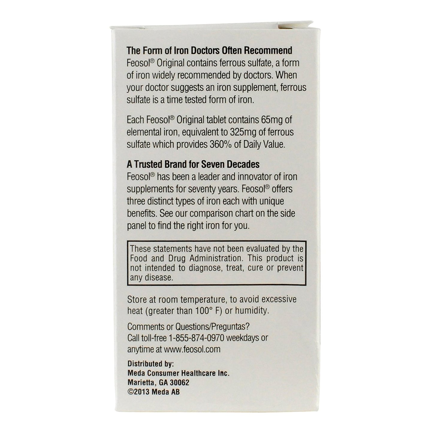 Feosol Ferrous Sulfate Iron Tablets Original 34601709712