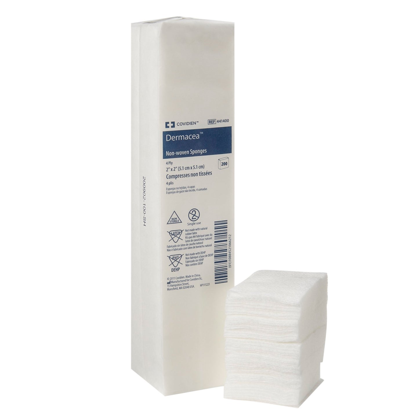 Nonwoven Sponge Dermacea™ 2 X 2 Inch 4-Ply NonSterile 200 per Pack - 441400