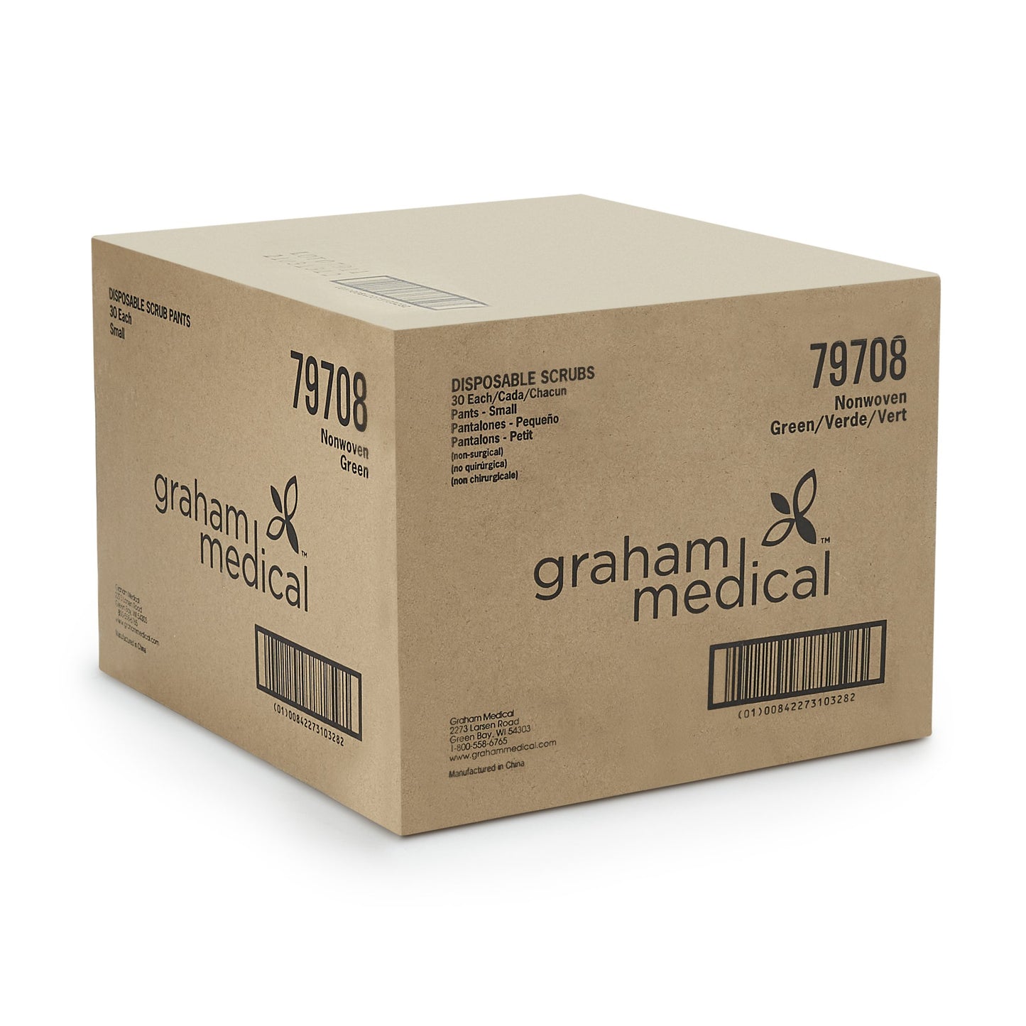 Graham Medical Patient Scrub Pants, Dark Green, Small 79708