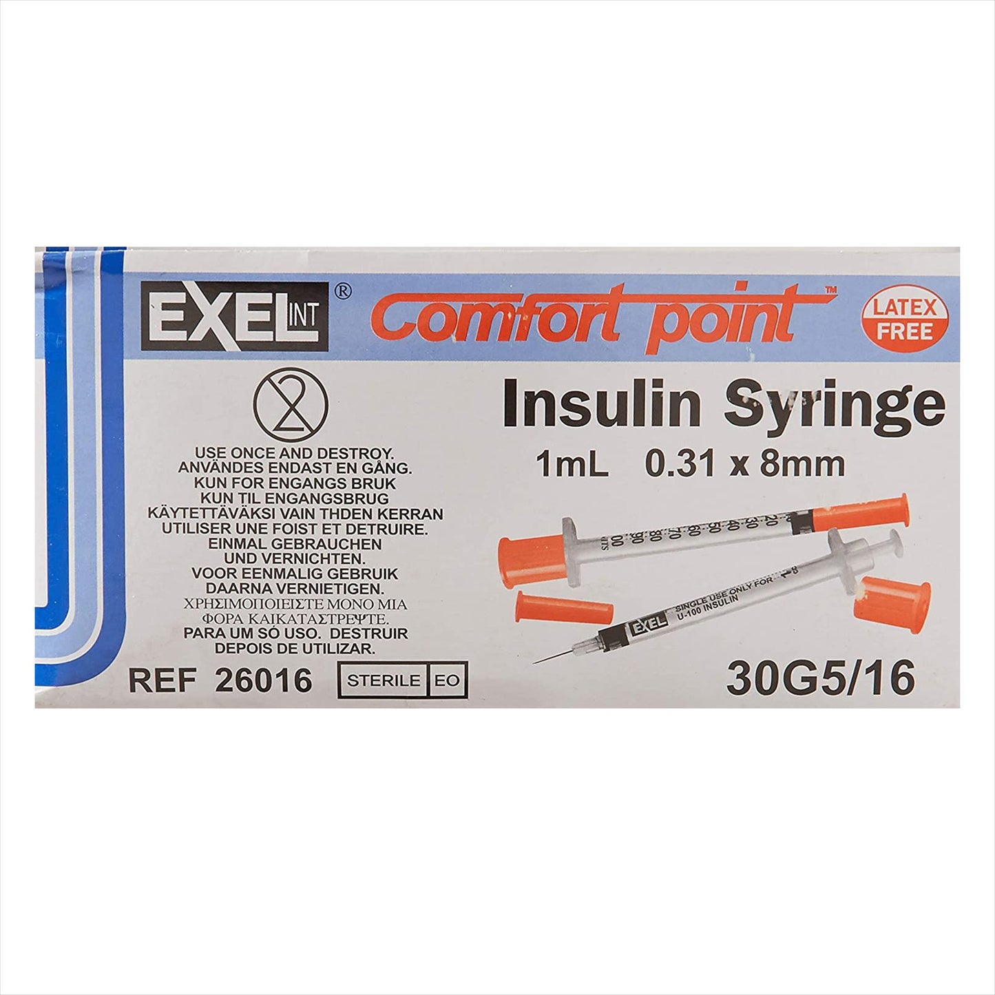 Standard Insulin Syringe with Needle Comfort Point™ 1 mL 5/16 Inch 30 Gauge NonSafety Regular Wall - 26016