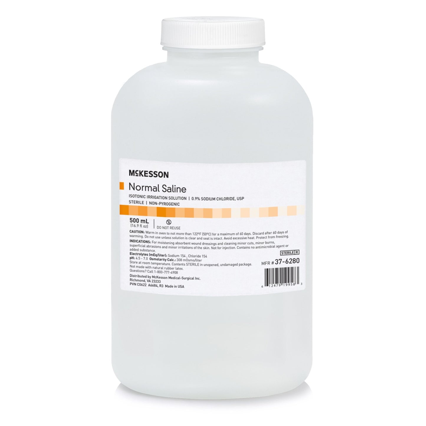 McKesson Saline Irrigation Solution, 500 mL Bottle 37-6280