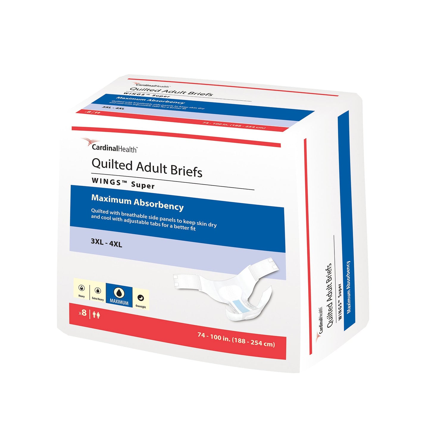 Unisex Adult Incontinence Brief Wings™ Super 3X-Large Disposable Heavy Absorbency - 67095