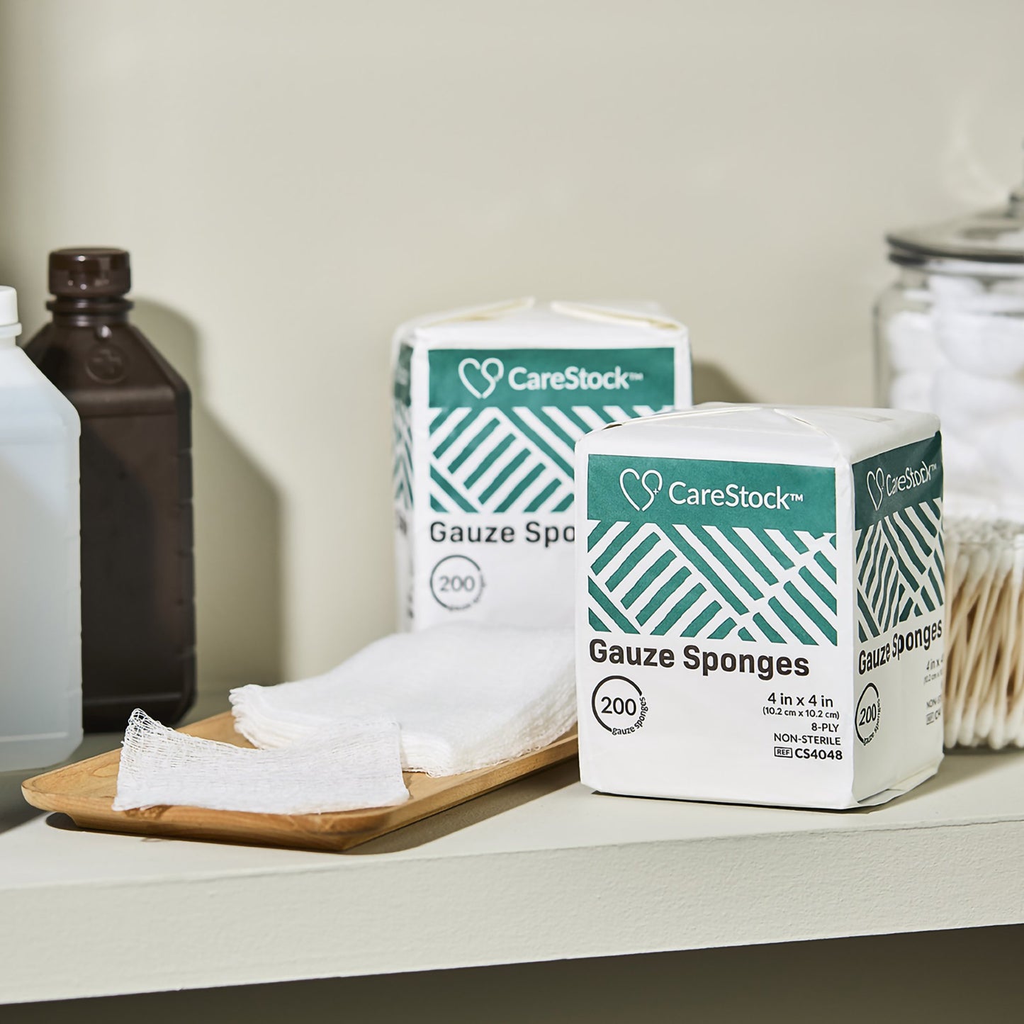 CareStock™ Gauze Sponge, 4 x 4 in. 8-Ply, Medical-Grade Cotton Wound Dressing CS4048