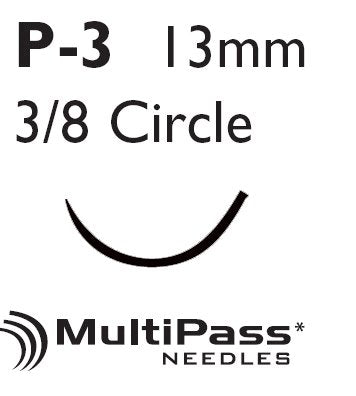 Absorbable Suture with Needle Coated Vicryl™ Polyglactin 910 P-3 3/8 Circle Precision Reverse Cutting Needle Size 5-0 Braided - J463G