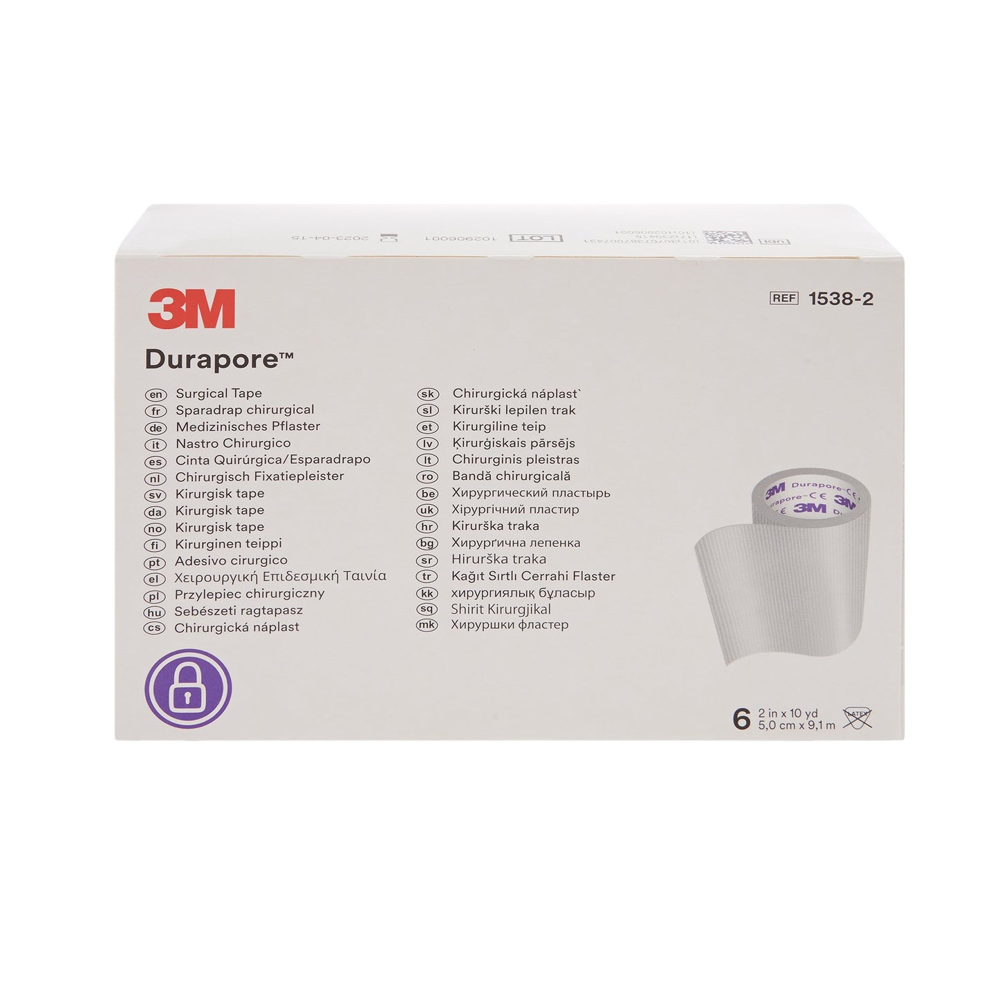 3M™ Durapore™ Silk-Like Cloth Medical Tape, 2 Inch x 10 Yard, White 1538-2