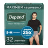 Depend® Fresh Protection™ Men's Maximum Absorbency Underwear, Small/Medium 53748