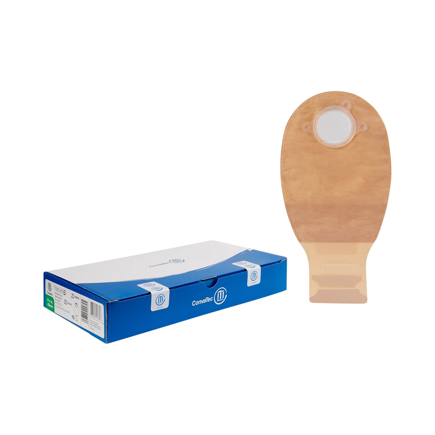 ConvaTec Natura + Two-Piece Drainable Transparent Filtered Ostomy Pouch, 12 Inch Length, 1 Inch Flange 416416, Box of 10