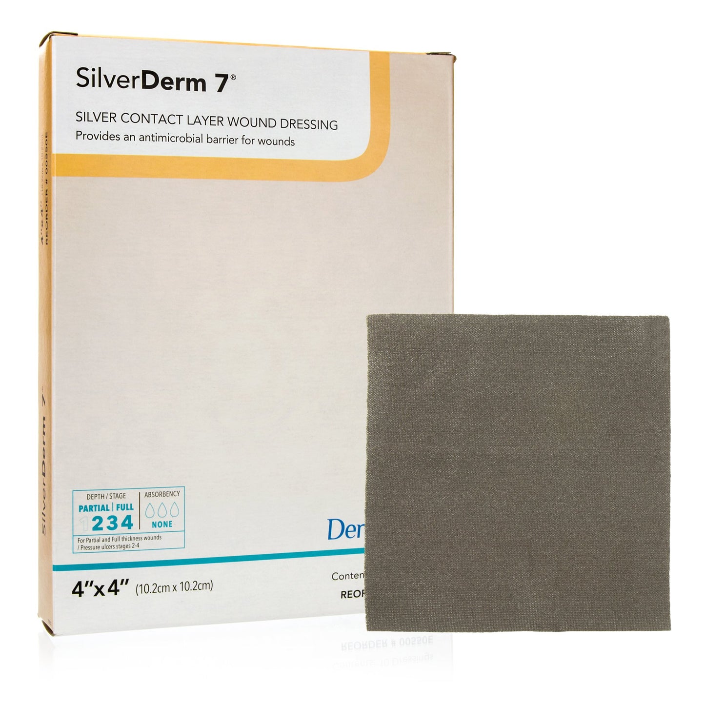 Silver Wound Contact Layer Dressing SilverDerm7® 4 X 4 Inch Square Sterile - 00550E