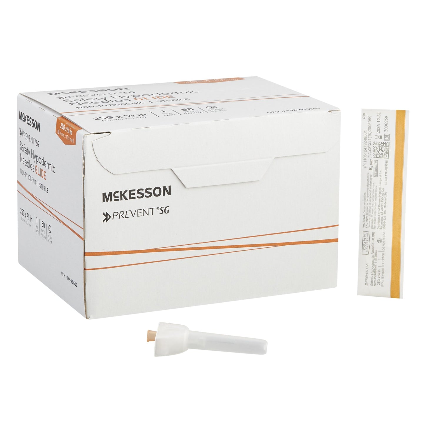 Safety Hypodermic Needle McKesson Prevent SG 5/8 Inch Length 25 Gauge Thin Wall Sliding Safety Needle - 306609