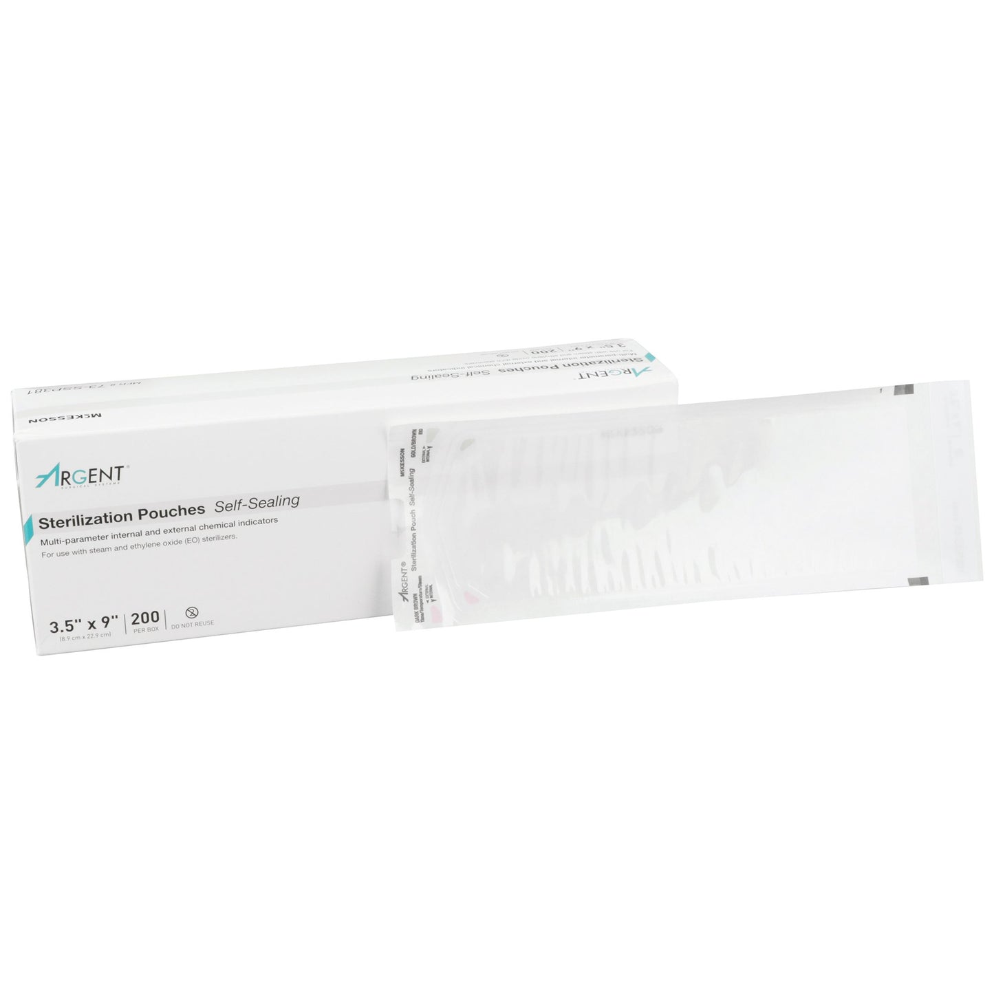 Sterilization Pouch McKesson Argent™ Sure-Check® Ethylene Oxide (EO) Gas / Steam 3-1/2 X 9 Inch Transparent / Blue Self Seal Paper / Film - 73-SSP381