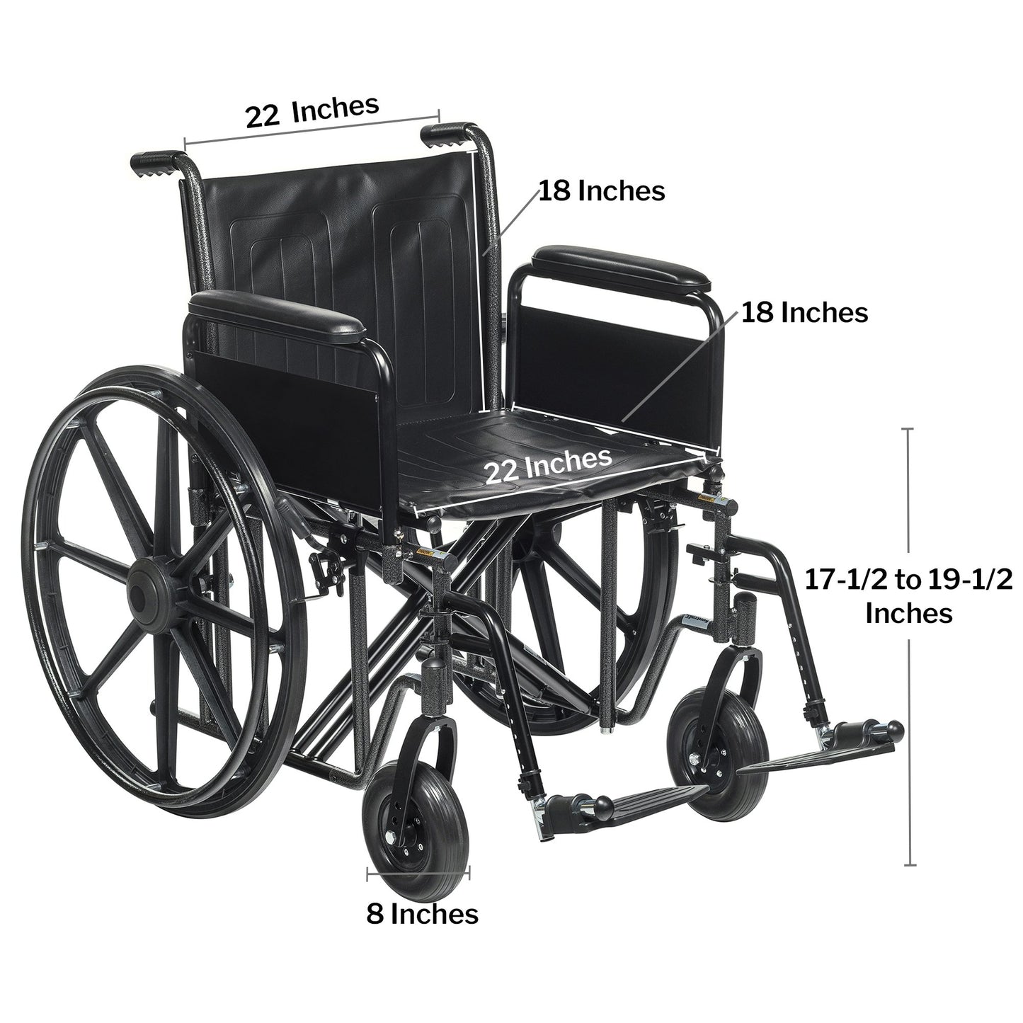 McKesson Bariatric Wheelchair, 22-Inch Seat Width 146-STD22ECDFA-SF