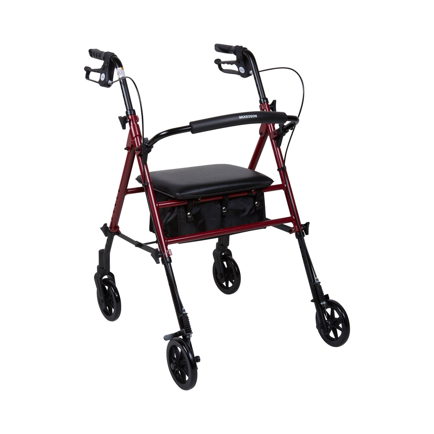 4 Wheel Rollator McKesson Red Adjustable Height / Folding Aluminum Frame - 146-RTL10261RD