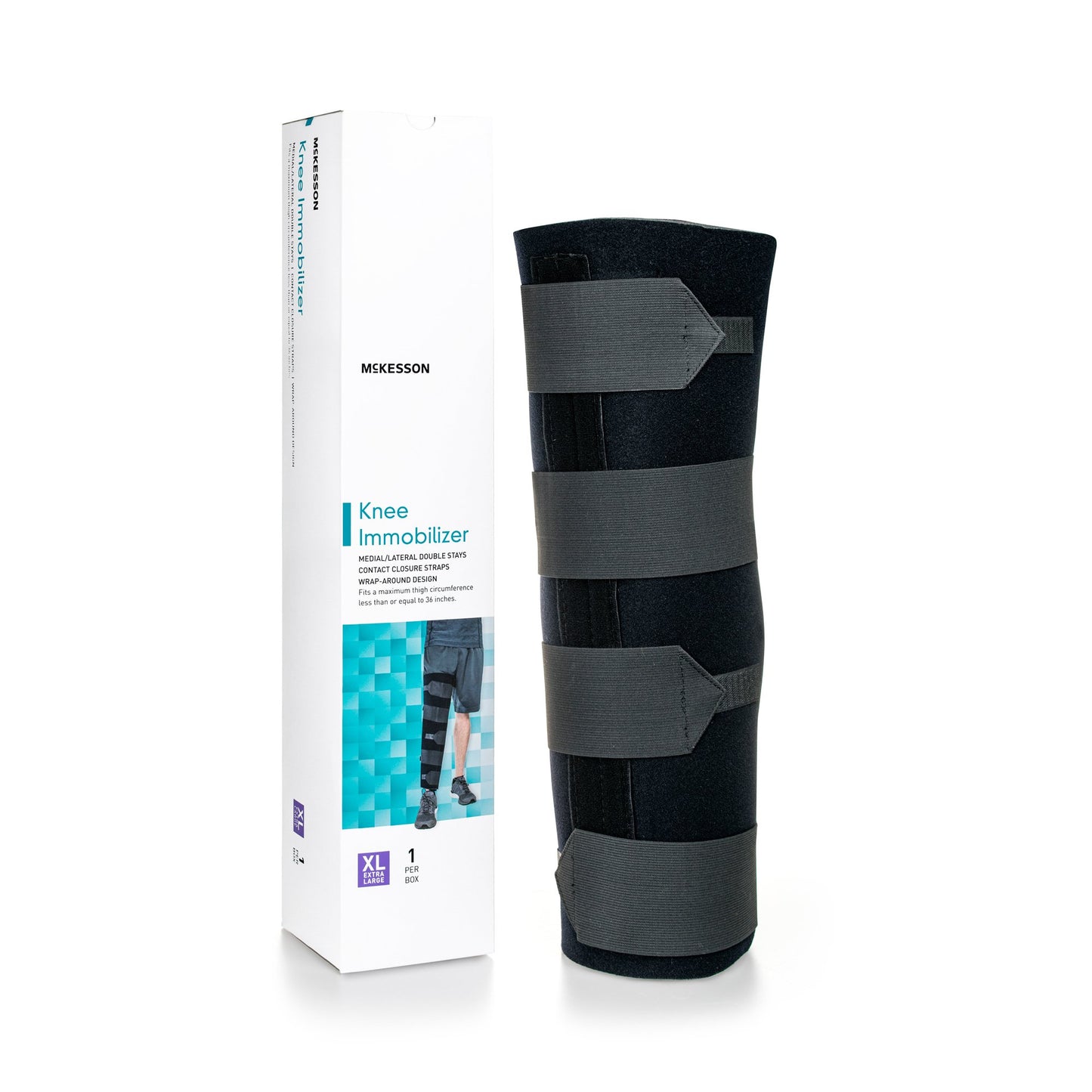 Knee Immobilizer McKesson X-Large Up to 36 Inch Thigh Circumference 18 Inch Length Left or Right Knee - 155-79-96018