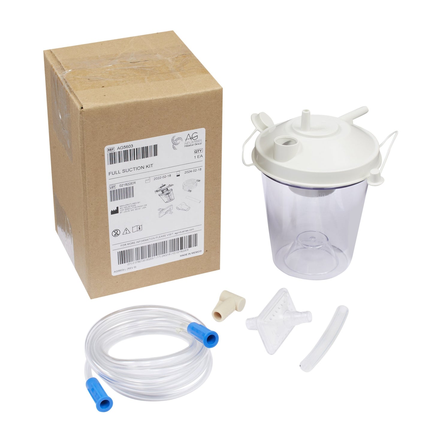 Suction Canister Kit 800 mL Float Valve Shut-Off Lid - AG5603
