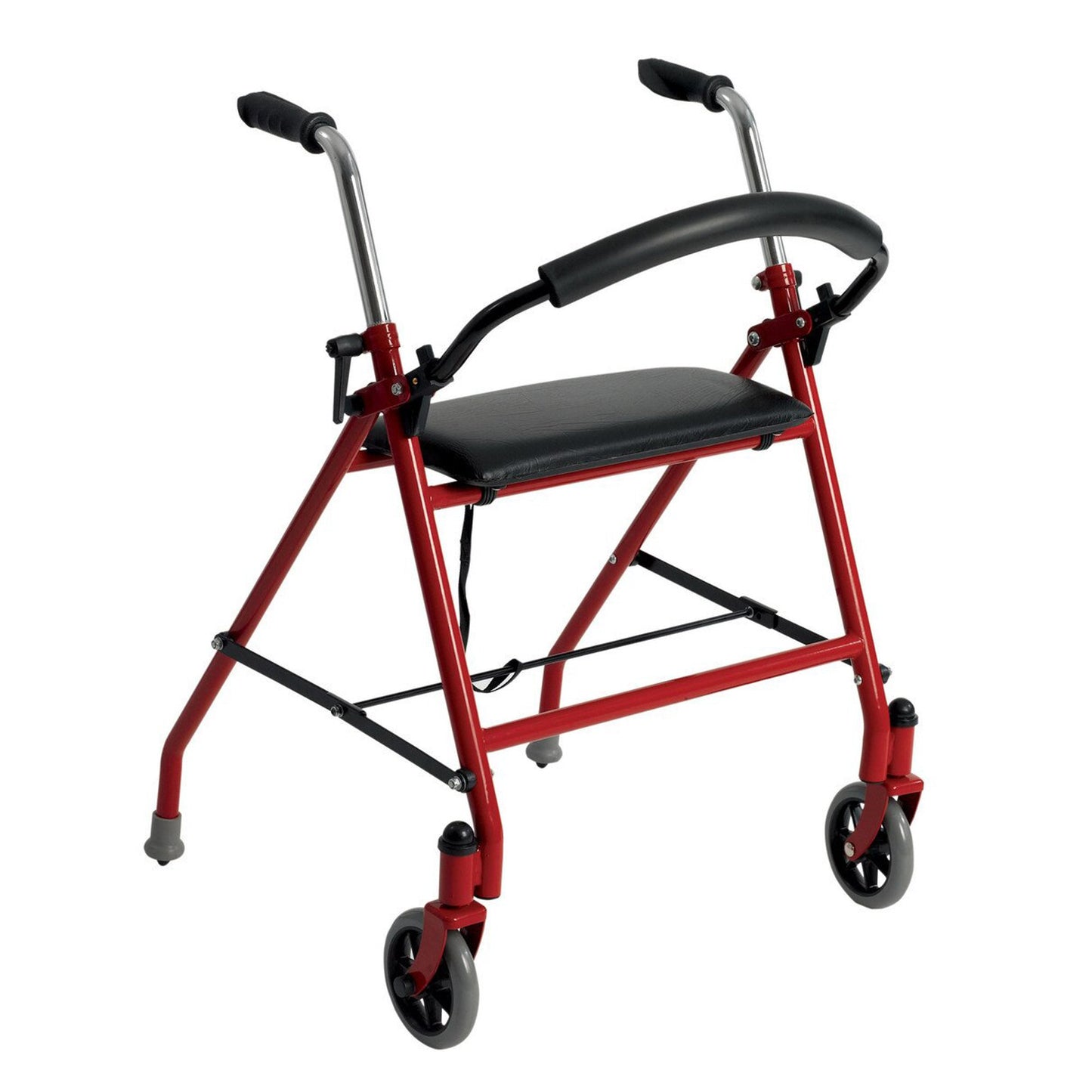Dual Release Folding Walker with Wheels and Seat Adjustable Height drive™ Aluminum Frame 300 lbs. Weight Capacity 29 to 38 Inch Height - 1239RD
