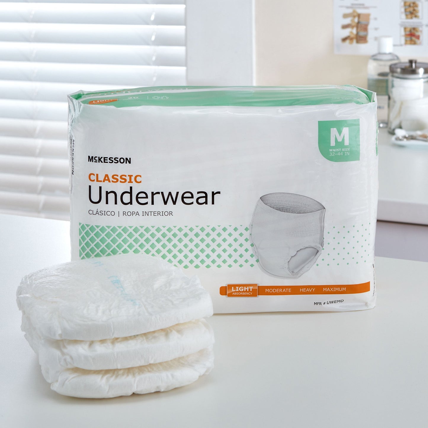 McKesson Classic Light Absorbency Incontinence Underwear, Medium UWEMD