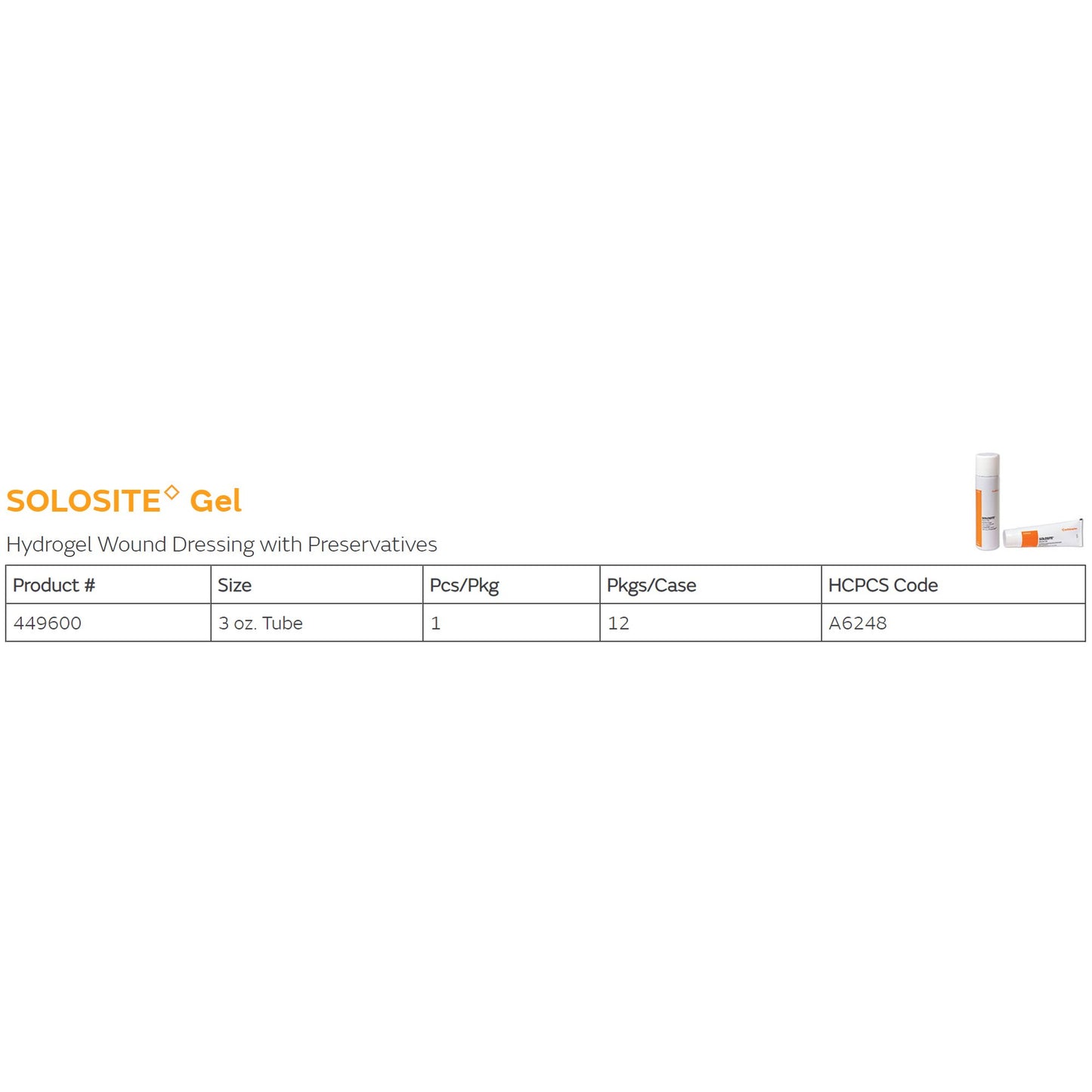 Solosite Hydrogel Dressing, 3-ounce tube 449600