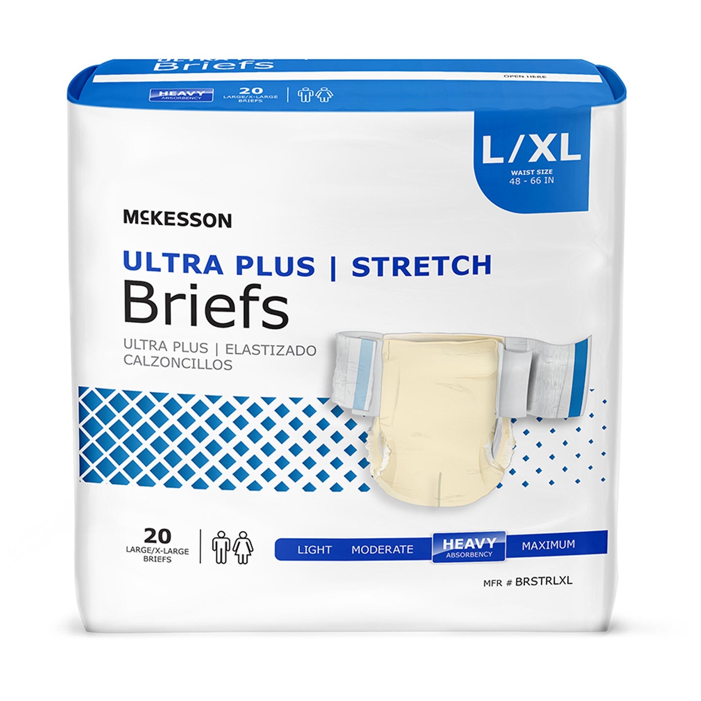 Unisex Adult Incontinence Brief McKesson Ultra Plus Stretch Large / X-Large Disposable Heavy Absorbency - BRSTRLXL