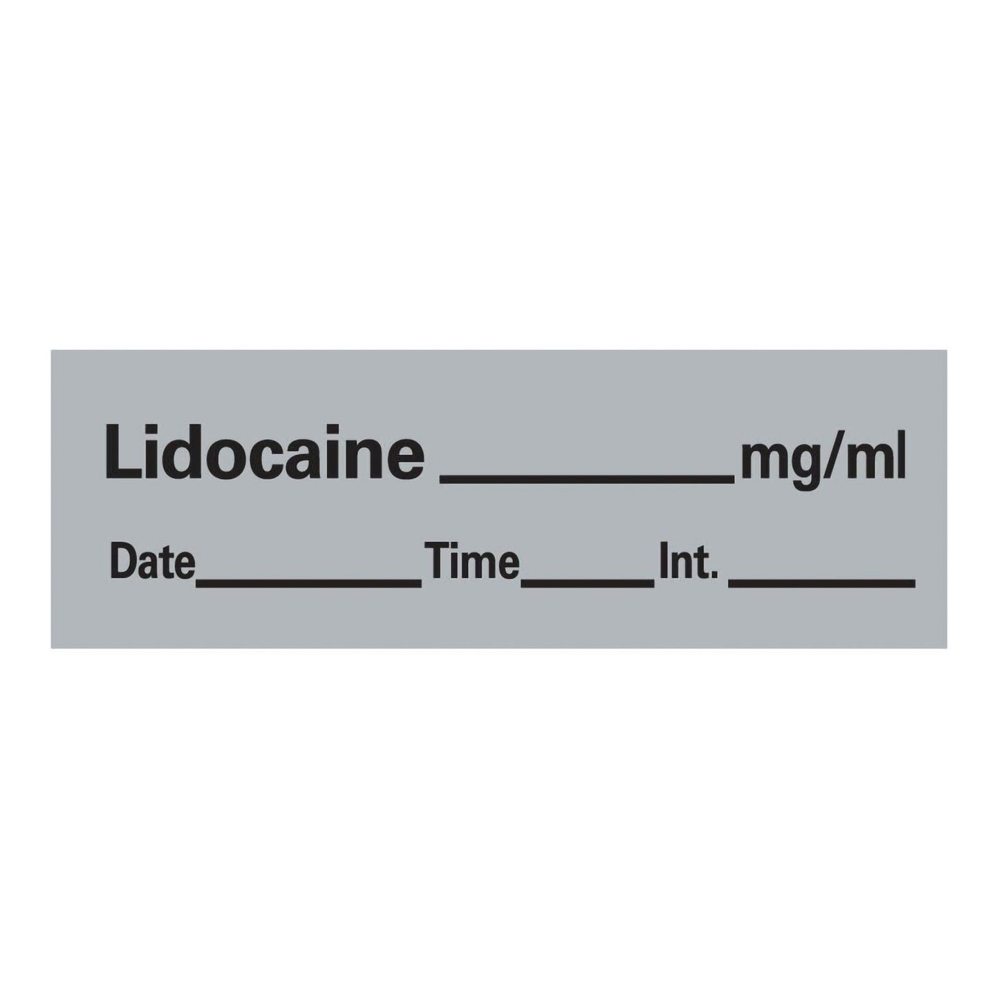 Drug Label Timemed Anesthesia Label Tape Lidocaine_mg/mL Date_Time_Int Gray 1/2 X 1-1/2 Inch - AN-11