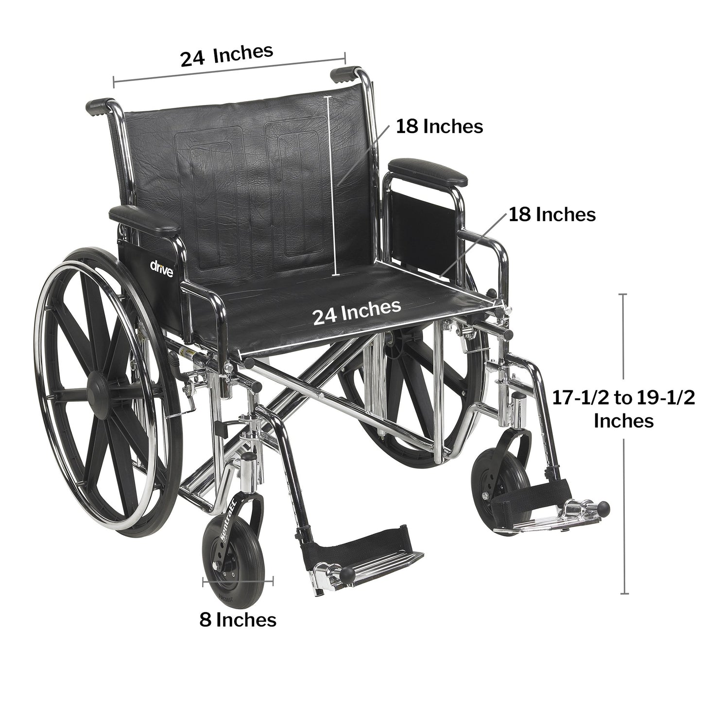 McKesson Bariatric Wheelchair, 24-Inch Seat Width 146-STD24ECDDA-SF