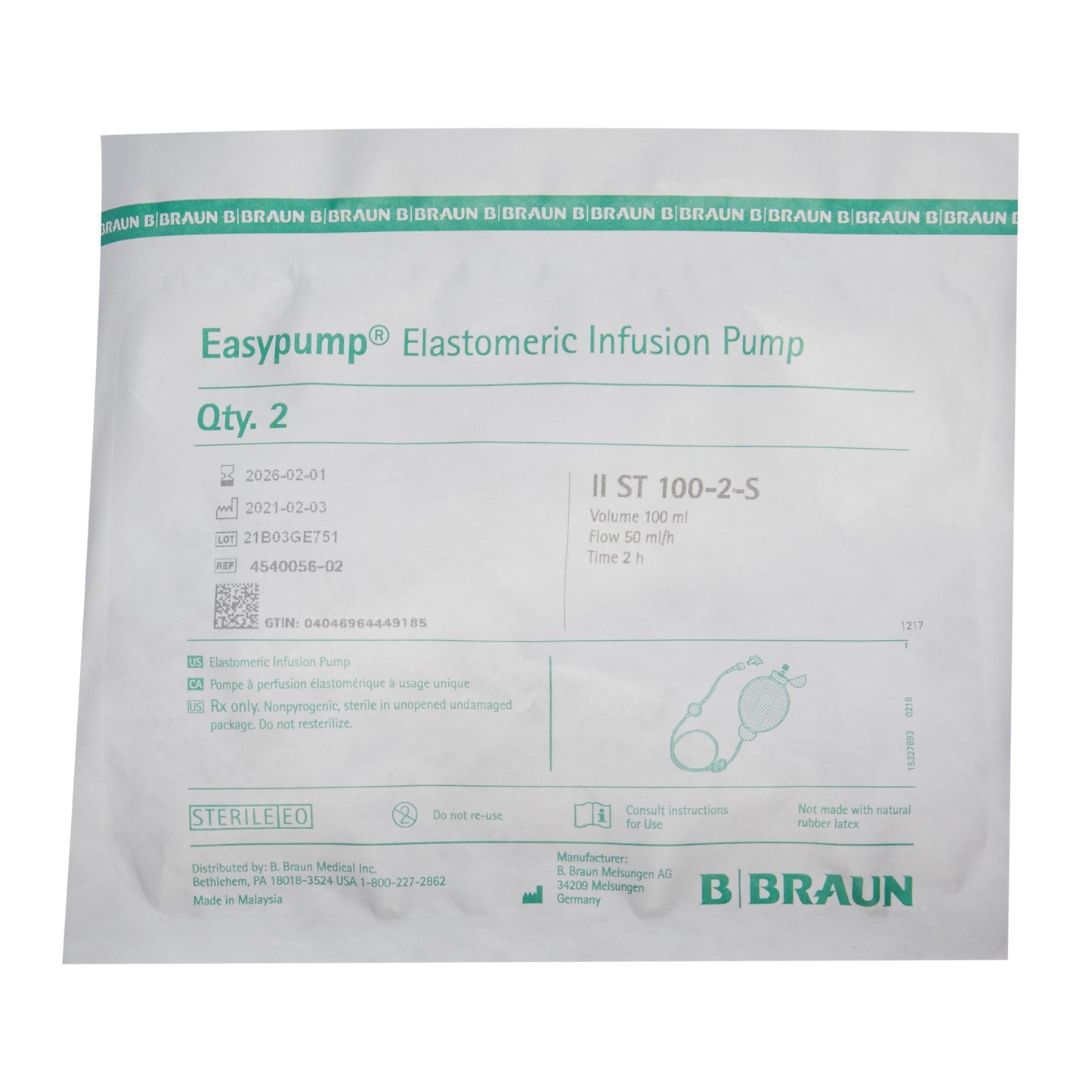 Elastomeric Pump Easypump® II 100 mL Volume 50 mL / Hr. Flow Rate - 4540056-02