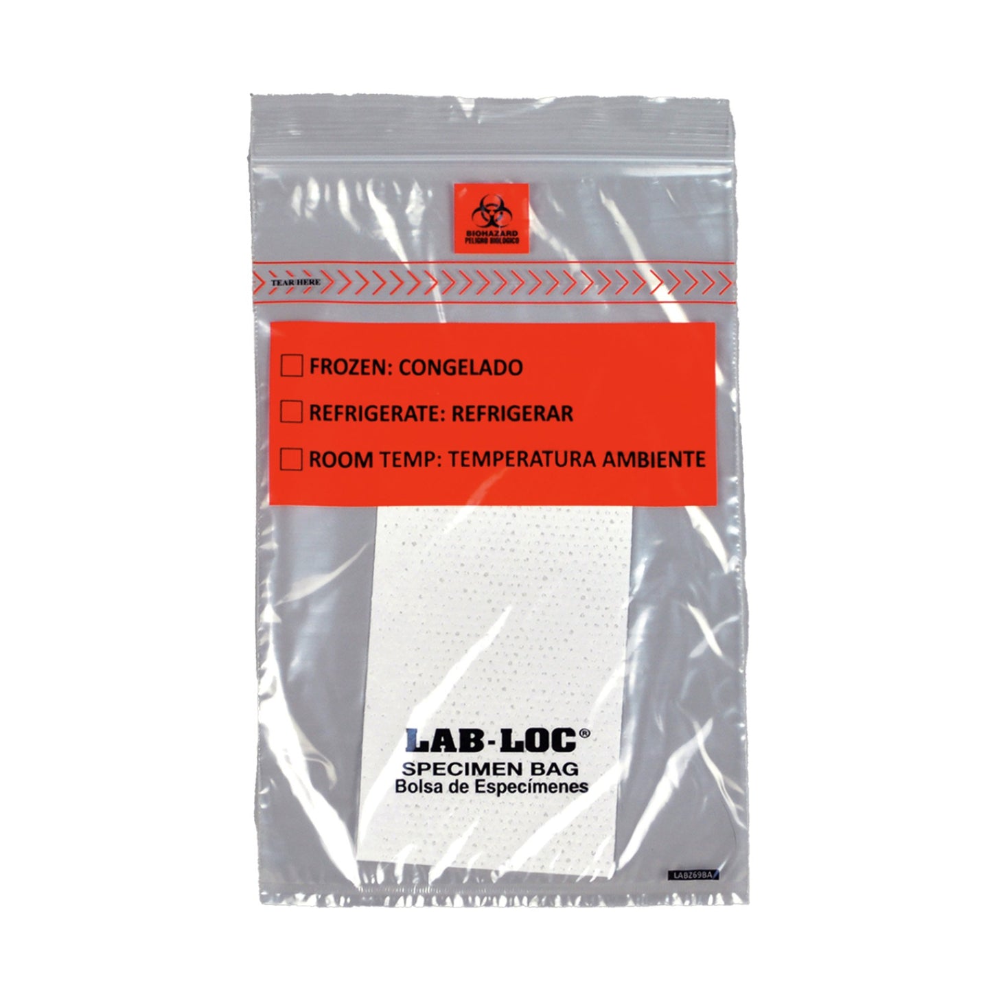 Lab-Loc® Specimen Transport Bag, Document Pouch, Absorbent Pad, Zip Close, 6 x 9 LABZ69BA