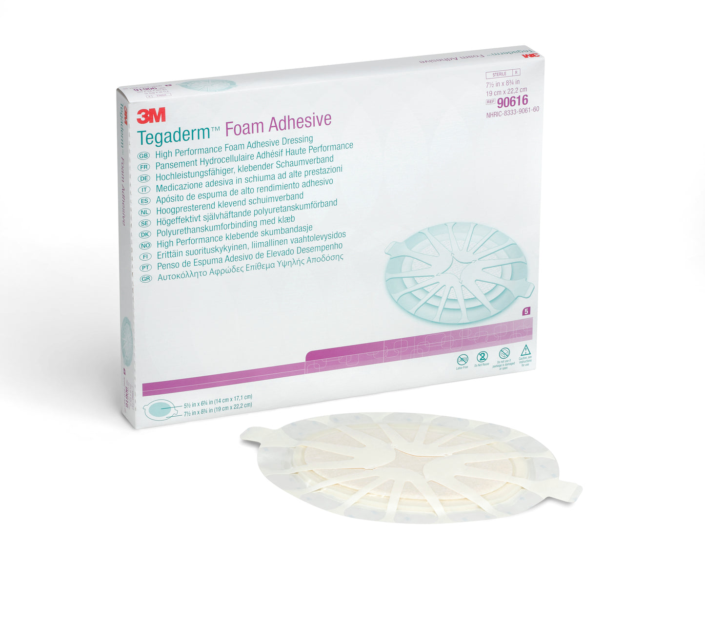 3M™ Tegaderm™ High Performance AdhesiveBorder Foam Dressing, 19 x 22.2 cm Oval 90616