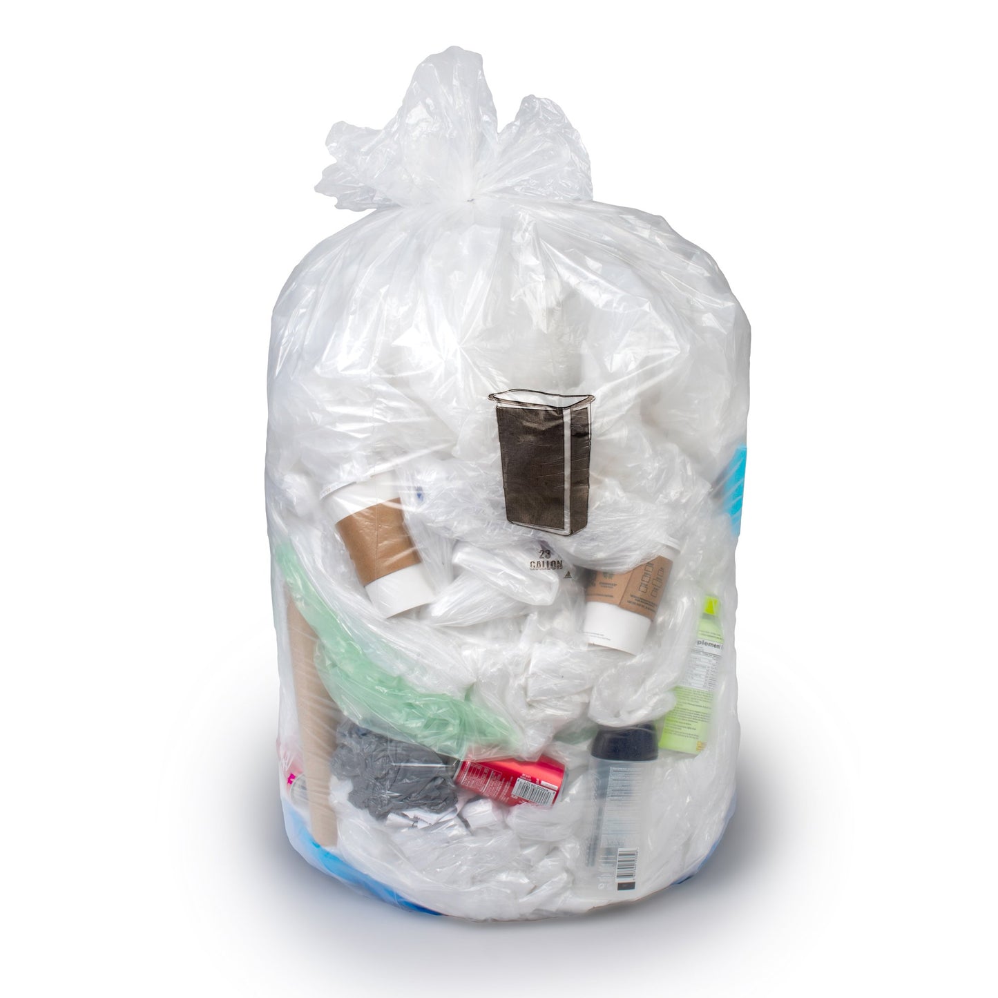 Trash Bag Colonial Bag 15 gal. Clear HDPE 8 Mic. 24 X 33 Inch X-Seal Bottom Flat Pack - CHD33MC