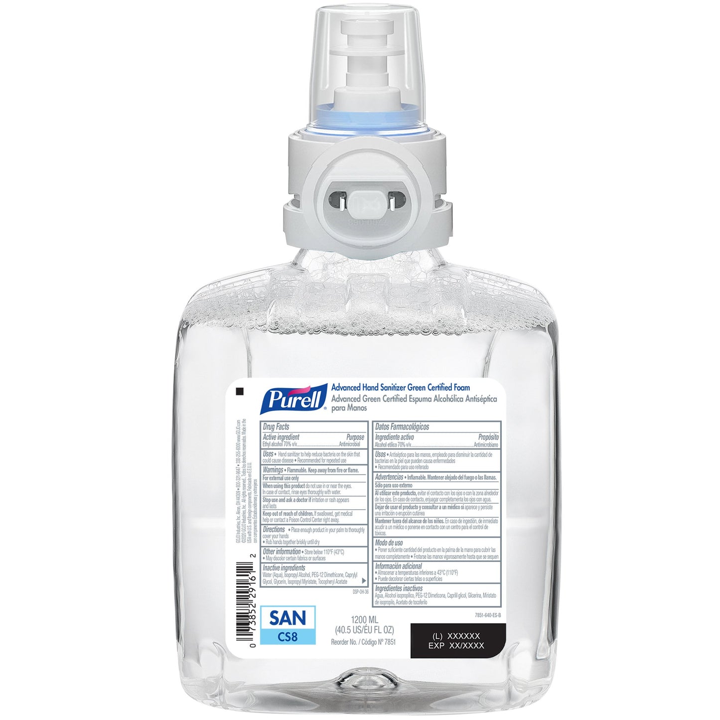 Purell® Advanced Green Certified Hand Sanitizer, 1200 mL Dispenser Refill Bottle 7851-02