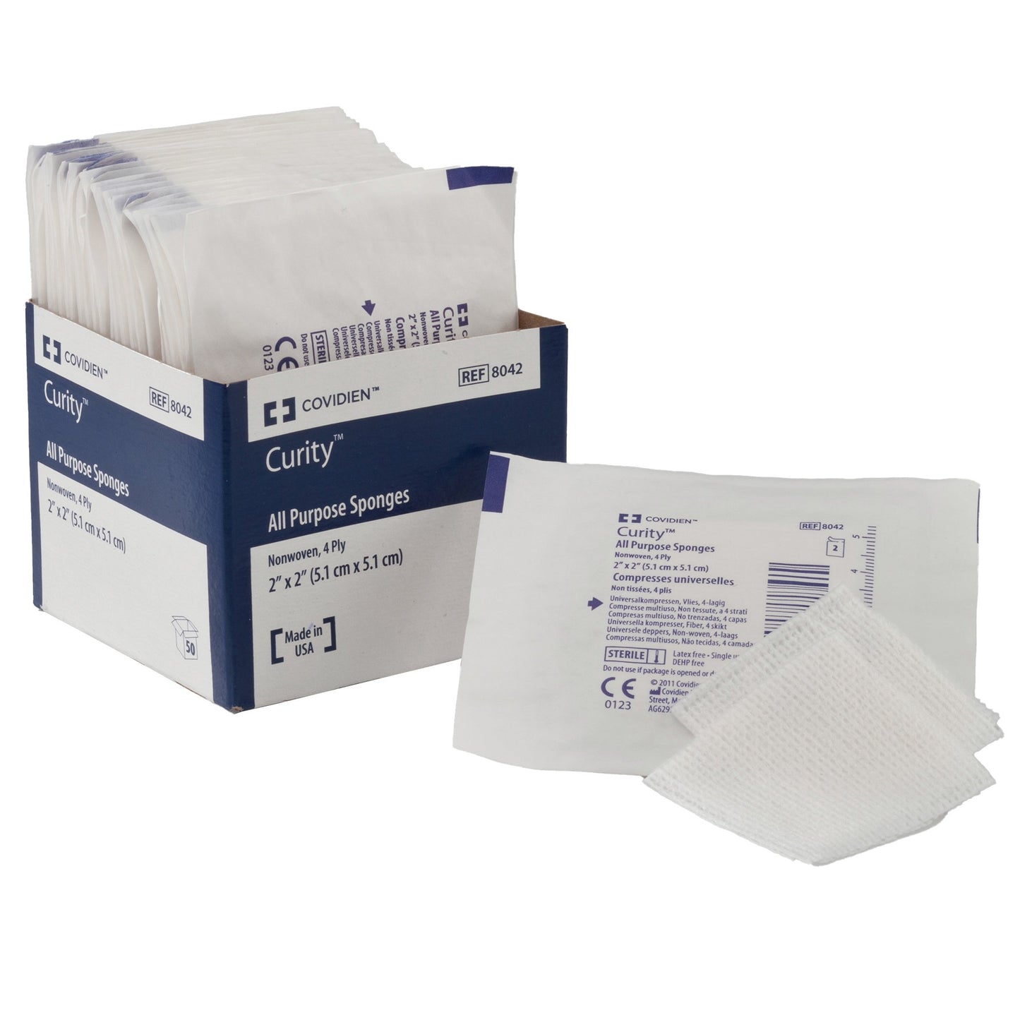 Curity™ Sterile Nonwoven Sponge, 3 x 3 Inch, 4-Ply 8043