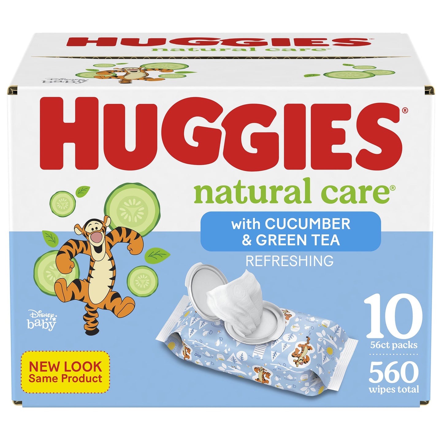 Baby Wipe Huggies® Natural Care™ Refreshing Soft Pack Cucumber / Green Tea Scent 560 Count - 50130