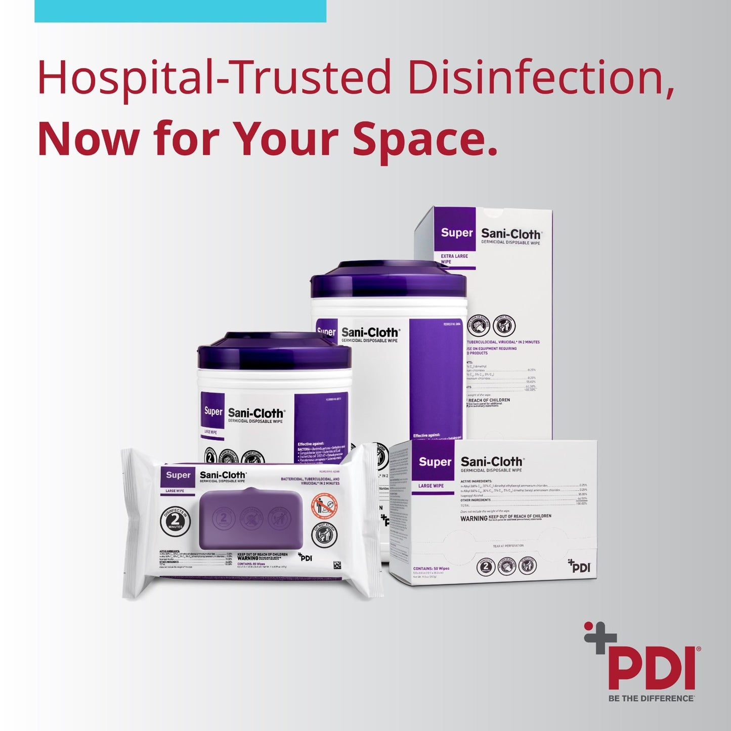 Super Sani-Cloth® Large Germicidal Disinfectant Wipes, Canister, 160 ct. Q55172