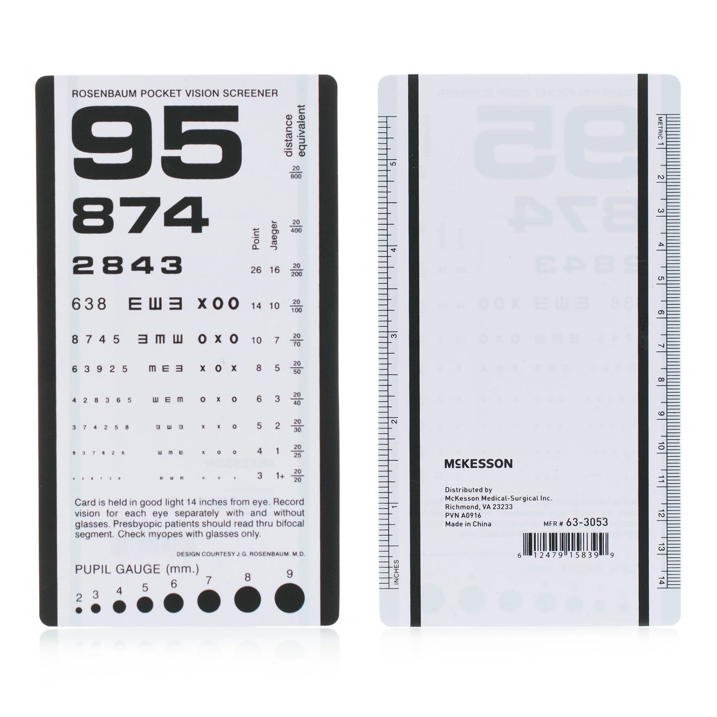 Eye Chart McKesson 14 Inch Distance Acuity Test - 63-3053