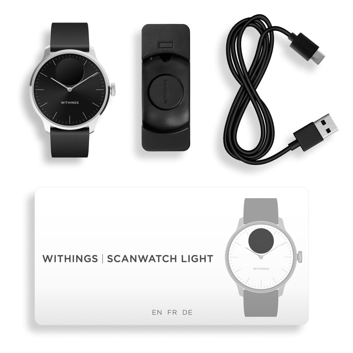 Withings ScanWatch Light Smart Watch, 37mm, Black HWA11-MODEL 5-ALL-INT