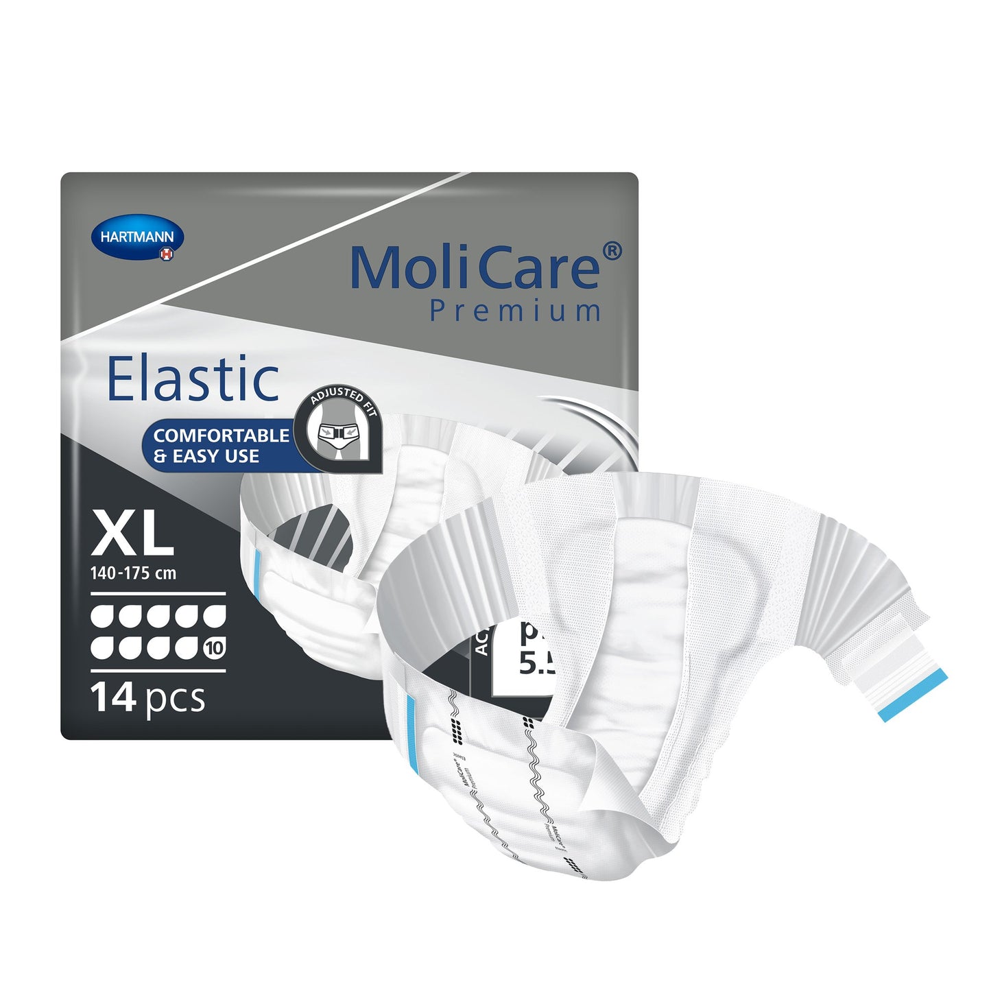 Unisex Adult Incontinence Brief MoliCare® Premium Elastic 10D X-Large Disposable Heavy Absorbency - 165674