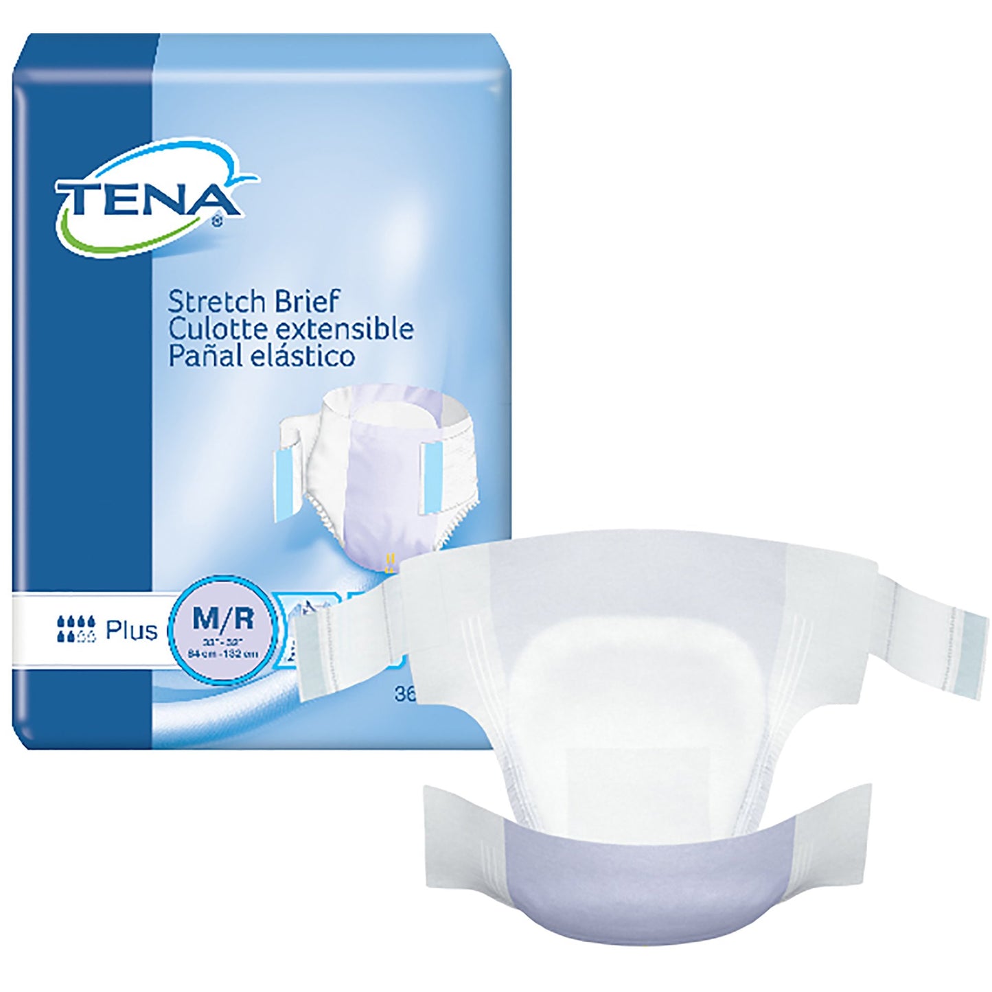 Unisex Adult Incontinence Brief TENA® Stretch™ Plus Medium Disposable Moderate Absorbency - 67602