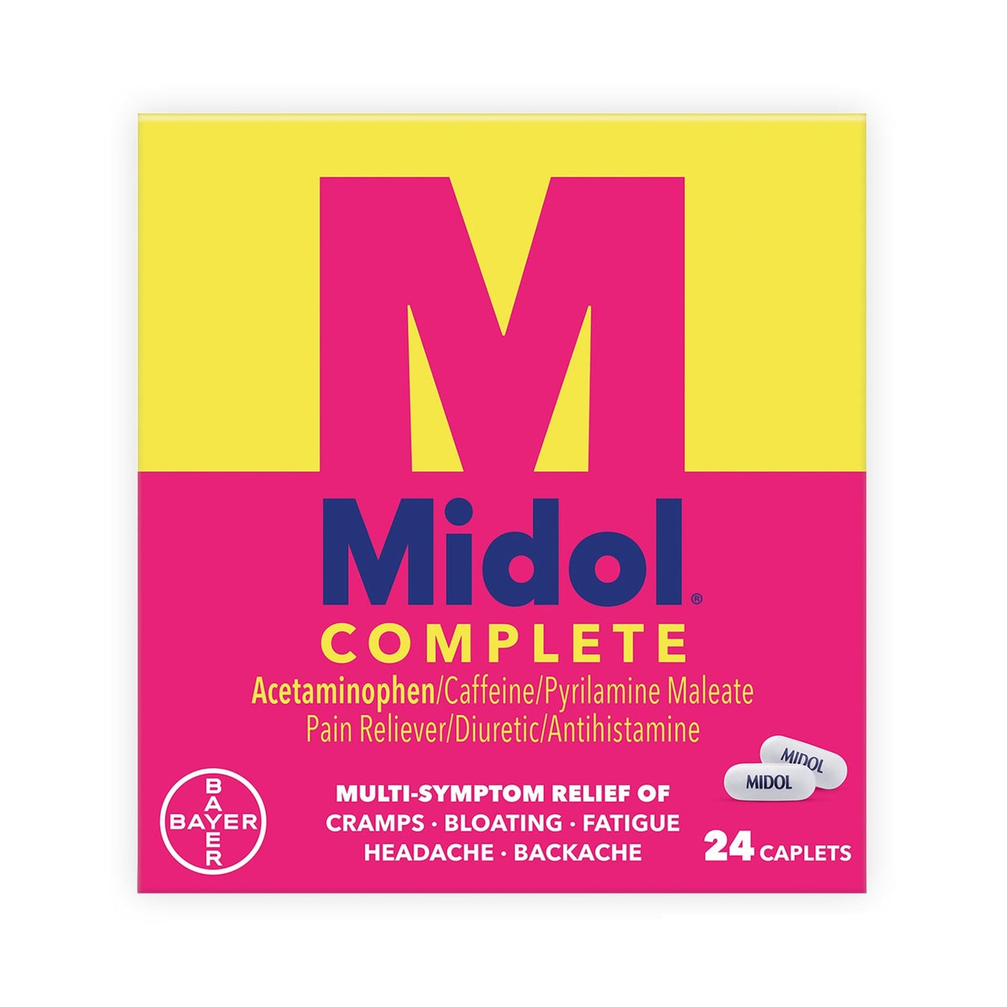 Cramp Relief Midol® Complete 500 mg - 60 mg - 15 mg Strength Acetaminophen / Caffeine / Pyrilamine Maleate Caplet 24 per Box - 12843015859