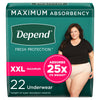 Female Adult Absorbent Underwear Depend® Fresh Protection Waistband Style 2X-Large Disposable Heavy Absorbency - 53306