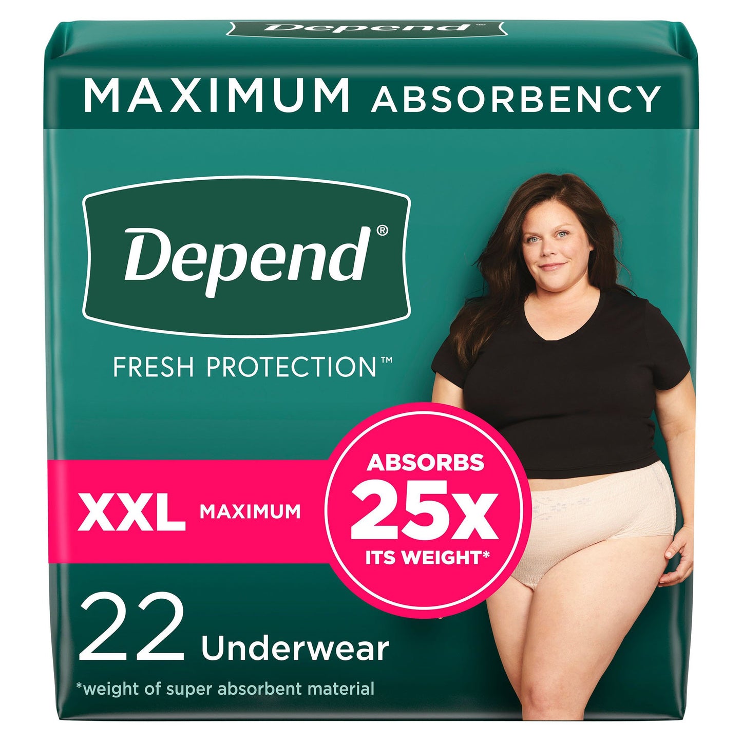 Female Adult Absorbent Underwear Depend® Fresh Protection Waistband Style 2X-Large Disposable Heavy Absorbency - 53306