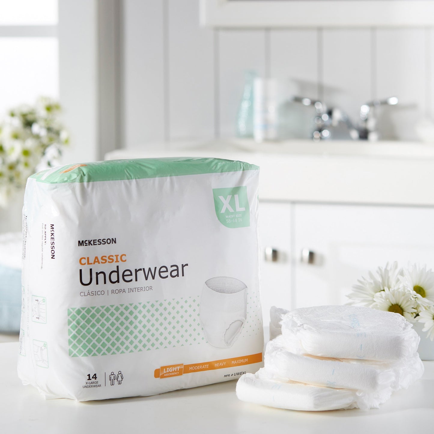 McKesson Classic Light Absorbency Incontinence Underwear, Extra Large UWEXL