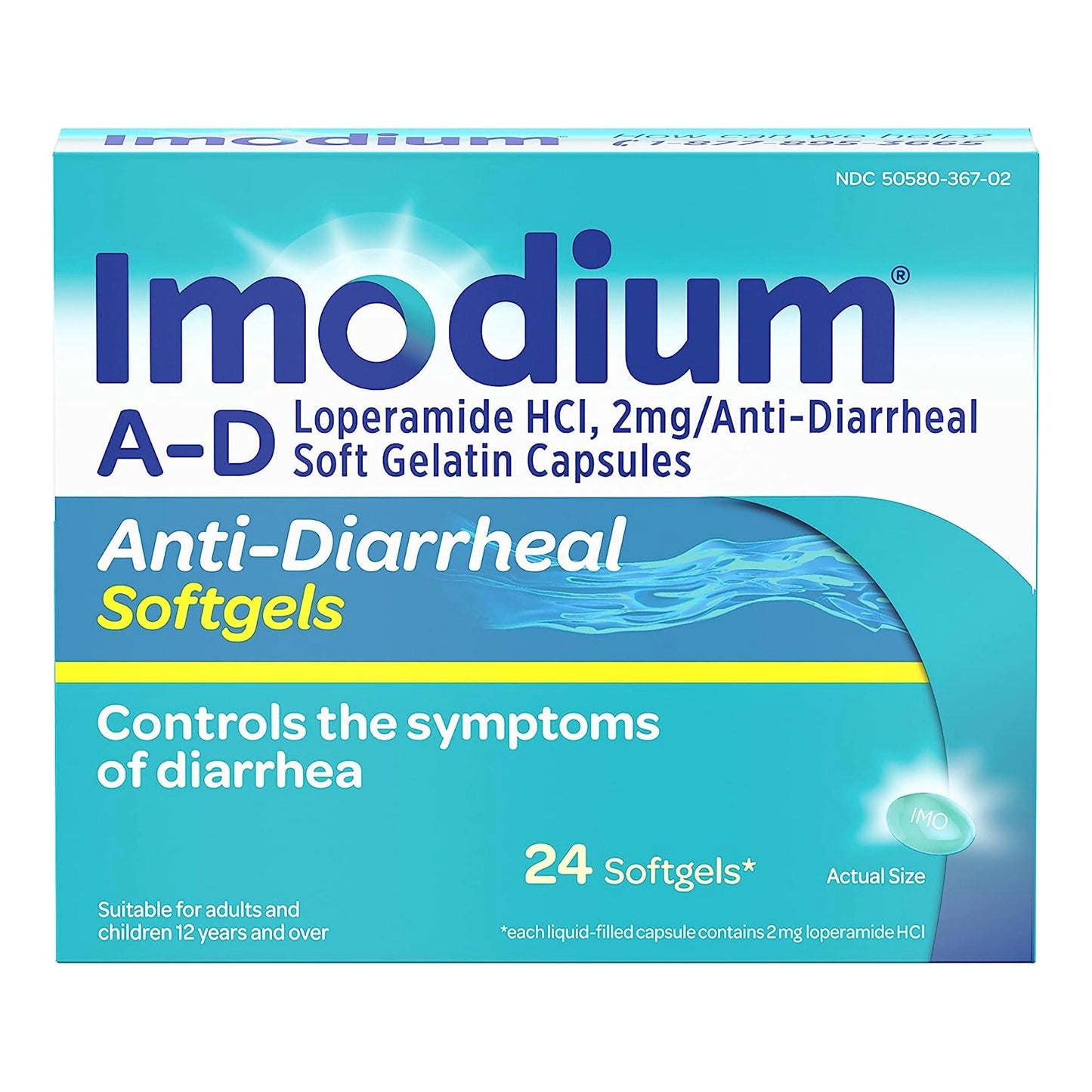 J & J Sales Imodium A-D Anti-Diarrheal Softgels 50580036702, Box of 24