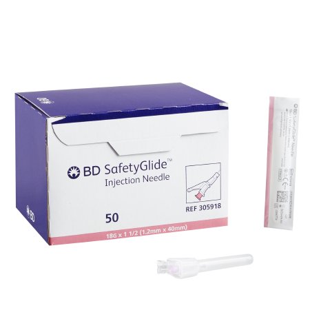 Hypodermic Needle SafetyGlide™ Sliding Safety Needle 18 Gauge 1-1/2 Inch Length Regular Wall - 305918