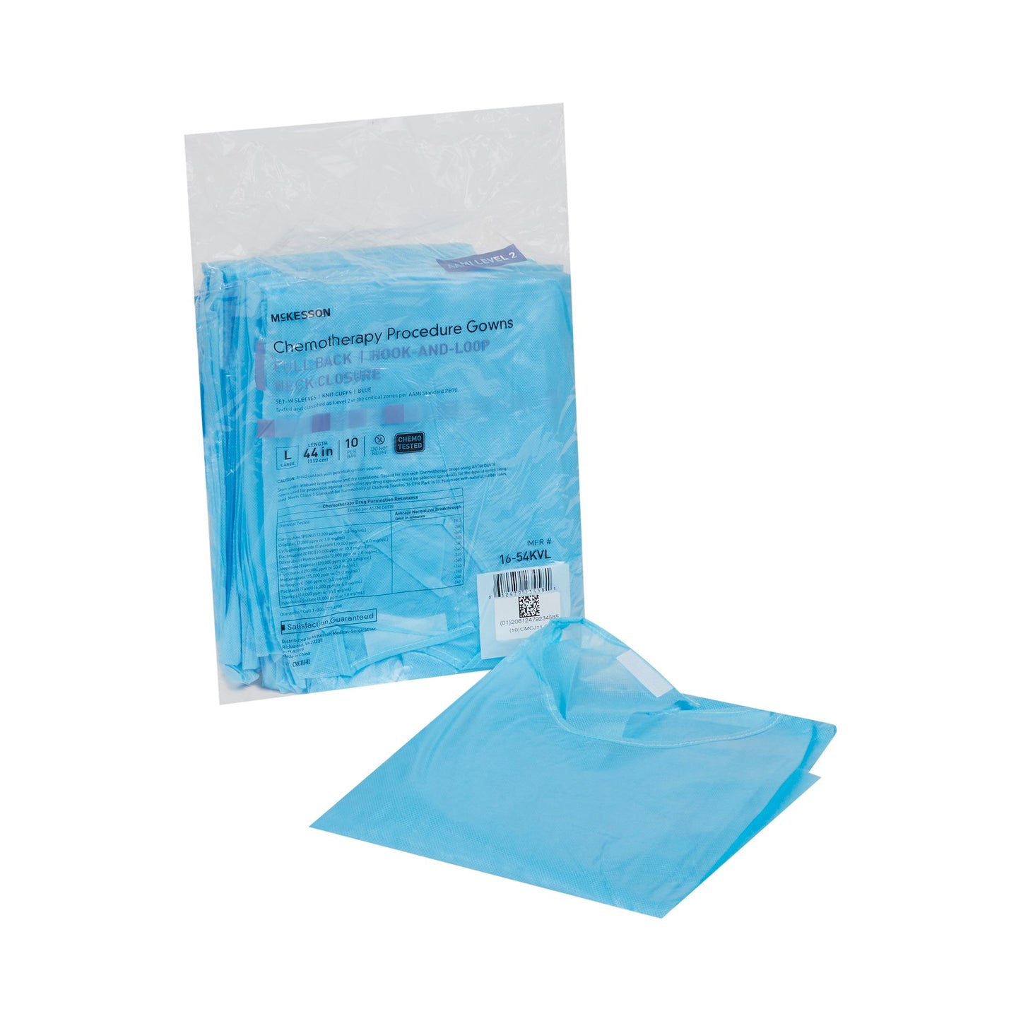 McKesson Full Back Chemotherapy Procedure Gown, Large 16-54KVL