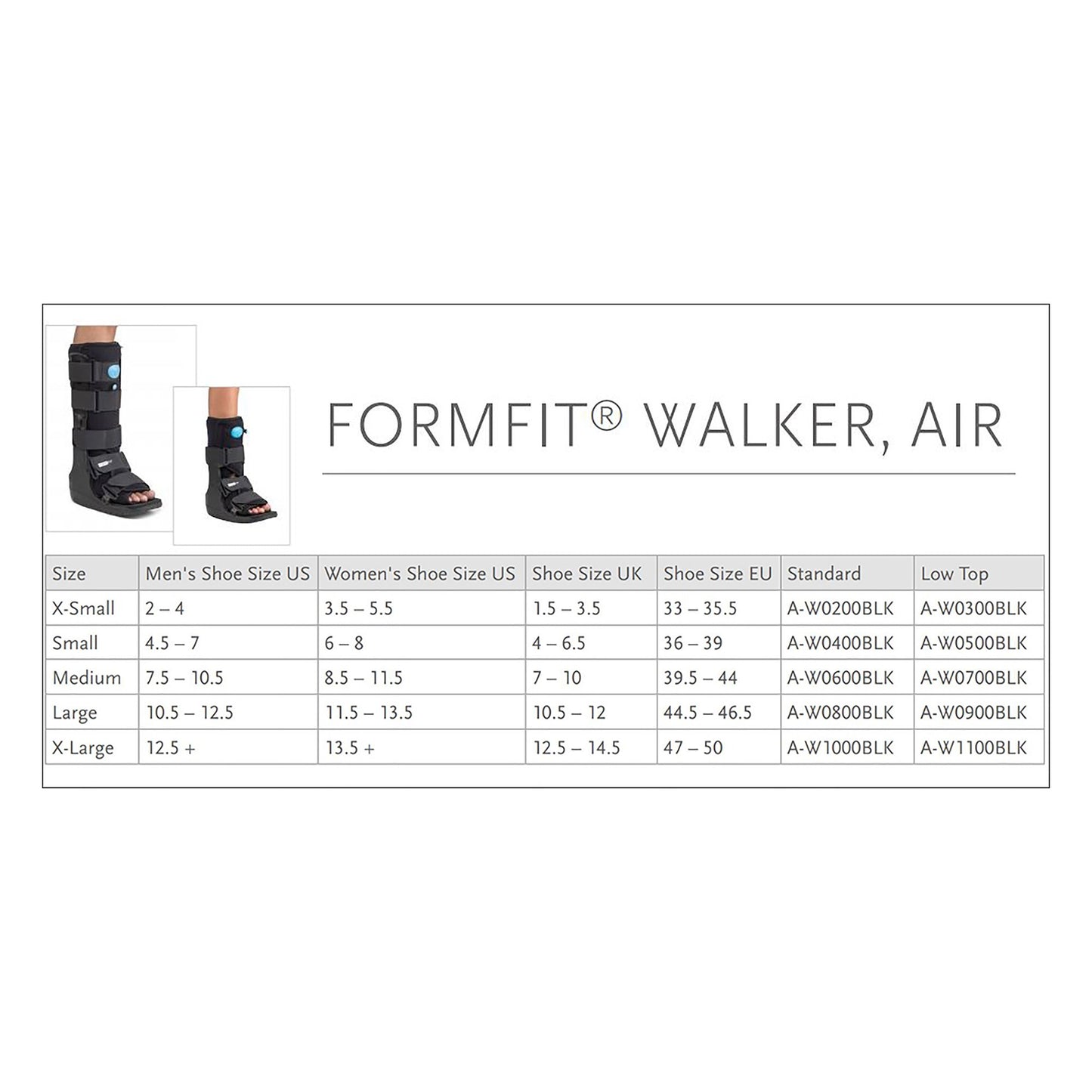 Ossur Equalizer Standard Height Air Walker® Walker Boot, Medium A-W0600BLK