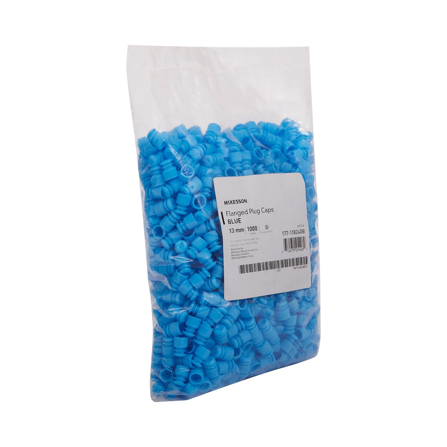 McKesson Tube Closure Flanged Plug Cap Blue Polyethylene 1000 per Bag 177-118240B